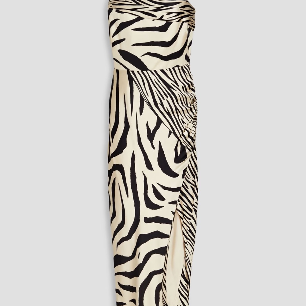 NICHOLAS Skyler Zebra-Print Silk Satin Midi Dress